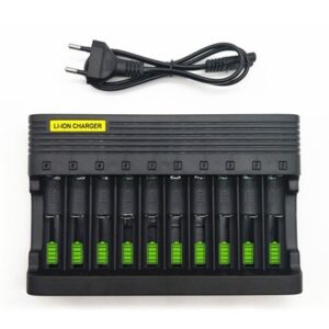 MULTICARGADOR INTELIGENTE PARA 10 PILAS CON CARGA RAPIDA
